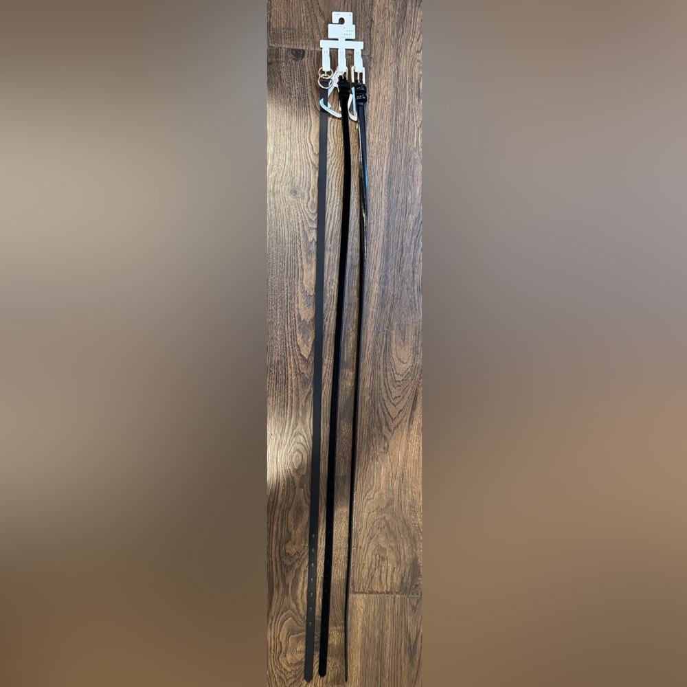 Black Leather Belt with Silver Buckle
